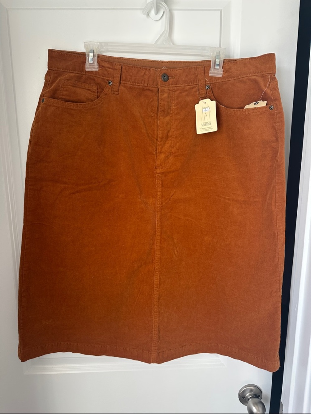 St. John's Bay Rust Corduroy Midi Skirt